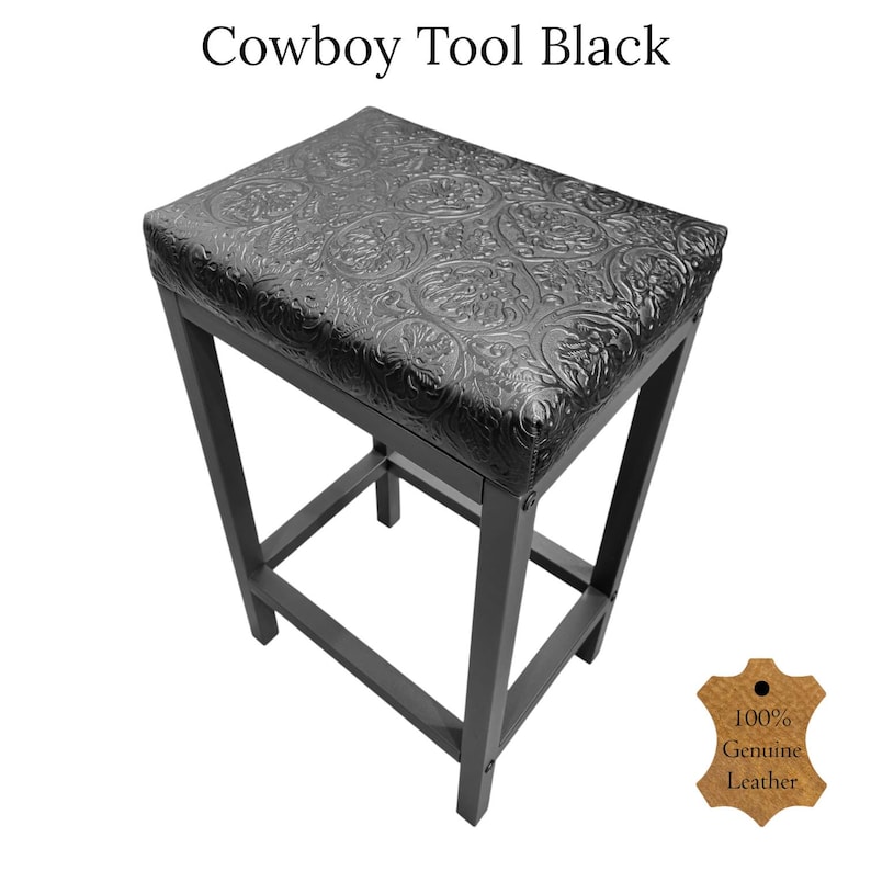 Diamond Stitched Leather Bar Stool, Steel Frame, Counter Stool, Kitchen Seating, Modern Barstool - FP image 17
