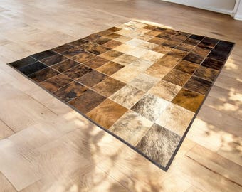 Kohudsmatta - Brindle, tonad, bleknad, lapptäcke i kohud - 180 cm x 180 cm