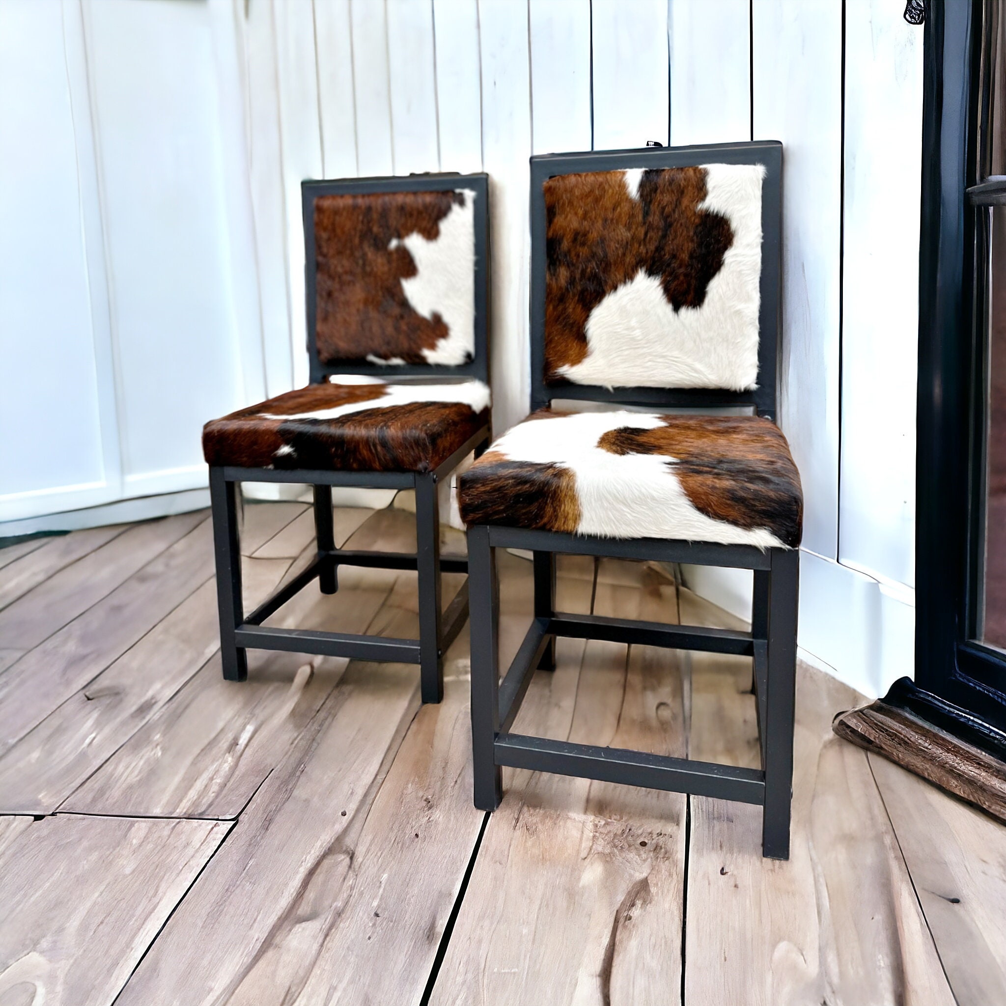Cowhide Dining Chair Made Using Genuine Cowhide and Steel