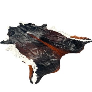 Large Genuine Cowhide Rug, Brown brindle Tri-color, Hair on Hide Sold as Seen