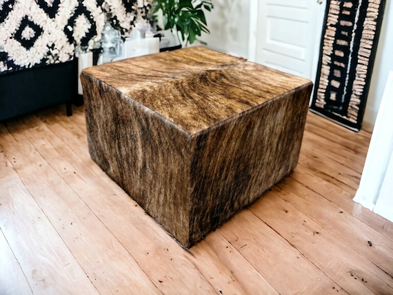 Genuine Cowhide ottoman cube | Cowhide coffee table - With castors for easy mobility - CO