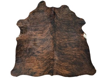 Medium / Large sized Brindle Genuine Cowhide Rug, Hair on Hide, Sold as Seen