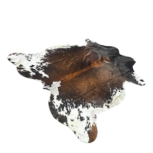 Large sized Tri-Colour Genuine Cowhide Rug, Hair on Hide, Sold as Seen