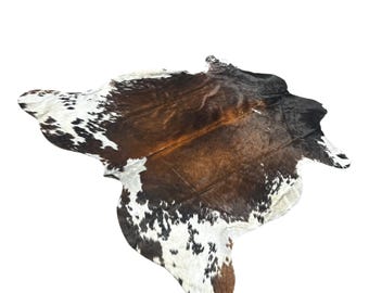 Large sized Tri-Colour Genuine Cowhide Rug, Hair on Hide, Sold as Seen