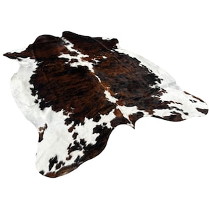 Medium / Large sized Tri-Colour Genuine Cowhide Rug, Hair on Hide, Sold as Seen