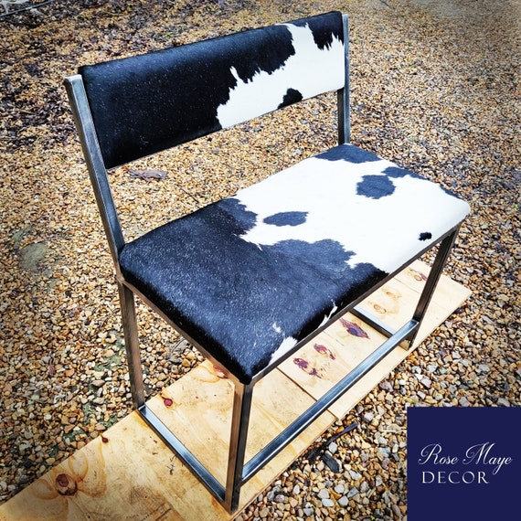Cowhide bench with back deals