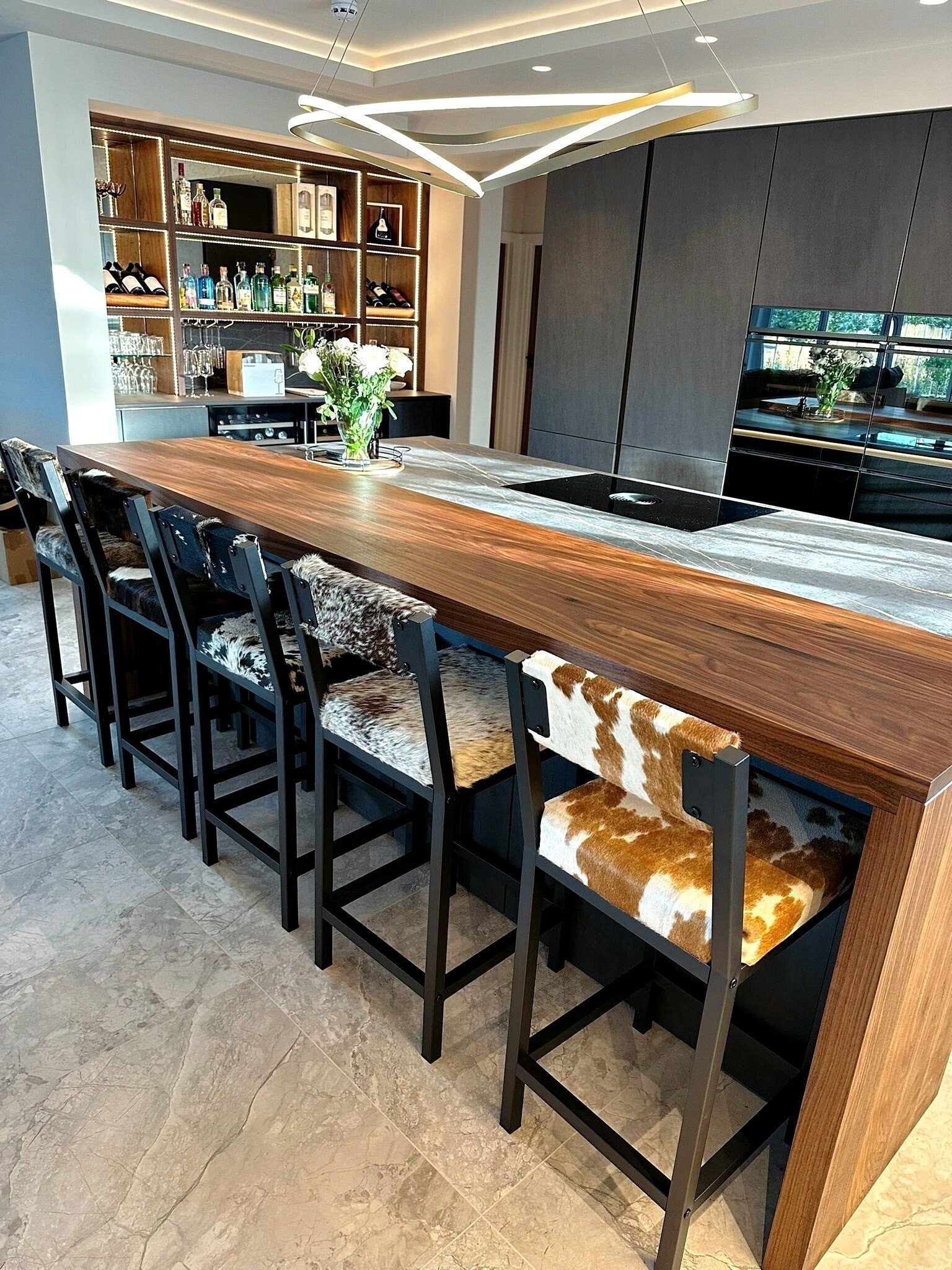 Cowhide counter height on sale stools