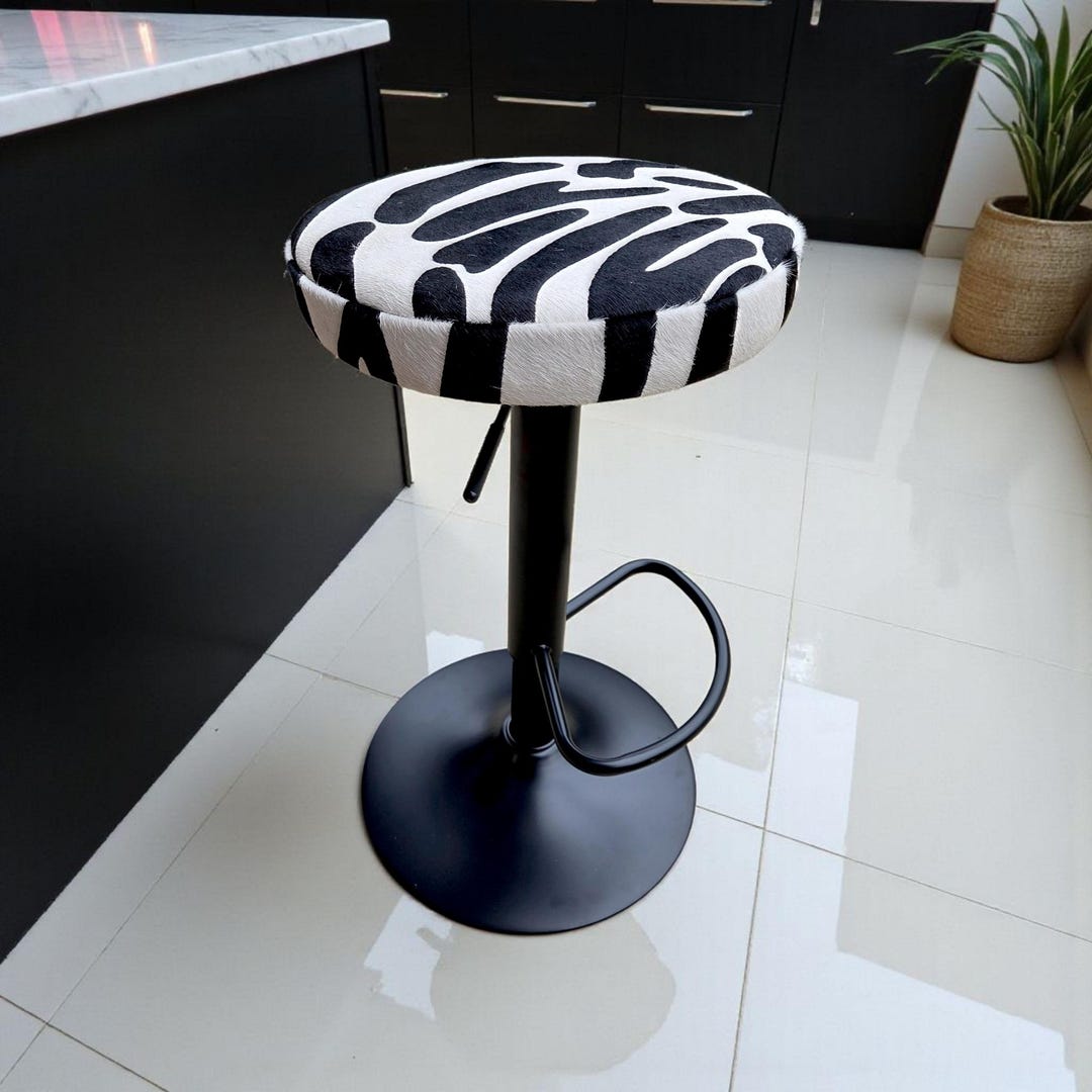 Zebra Stool Zebra Pattern Genuine Cowhide Adjustable Bar Stools | Handmade Chair ...