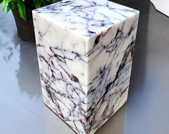 Natural Marble Side Table | Calacatta Viola End Table | Travertine Accent Table