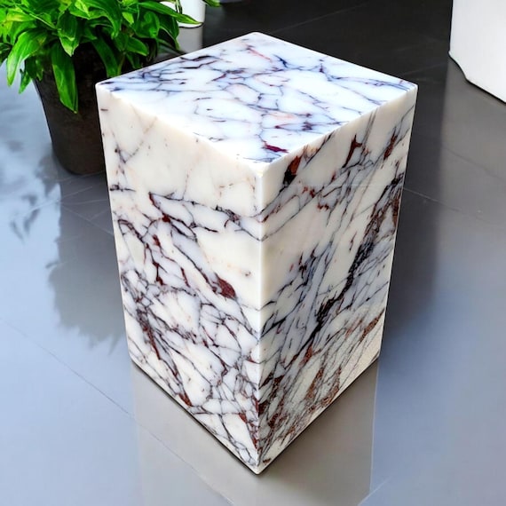 Natural Marble Side Table | Calacatta Viola End Table | Travertine Accent Table