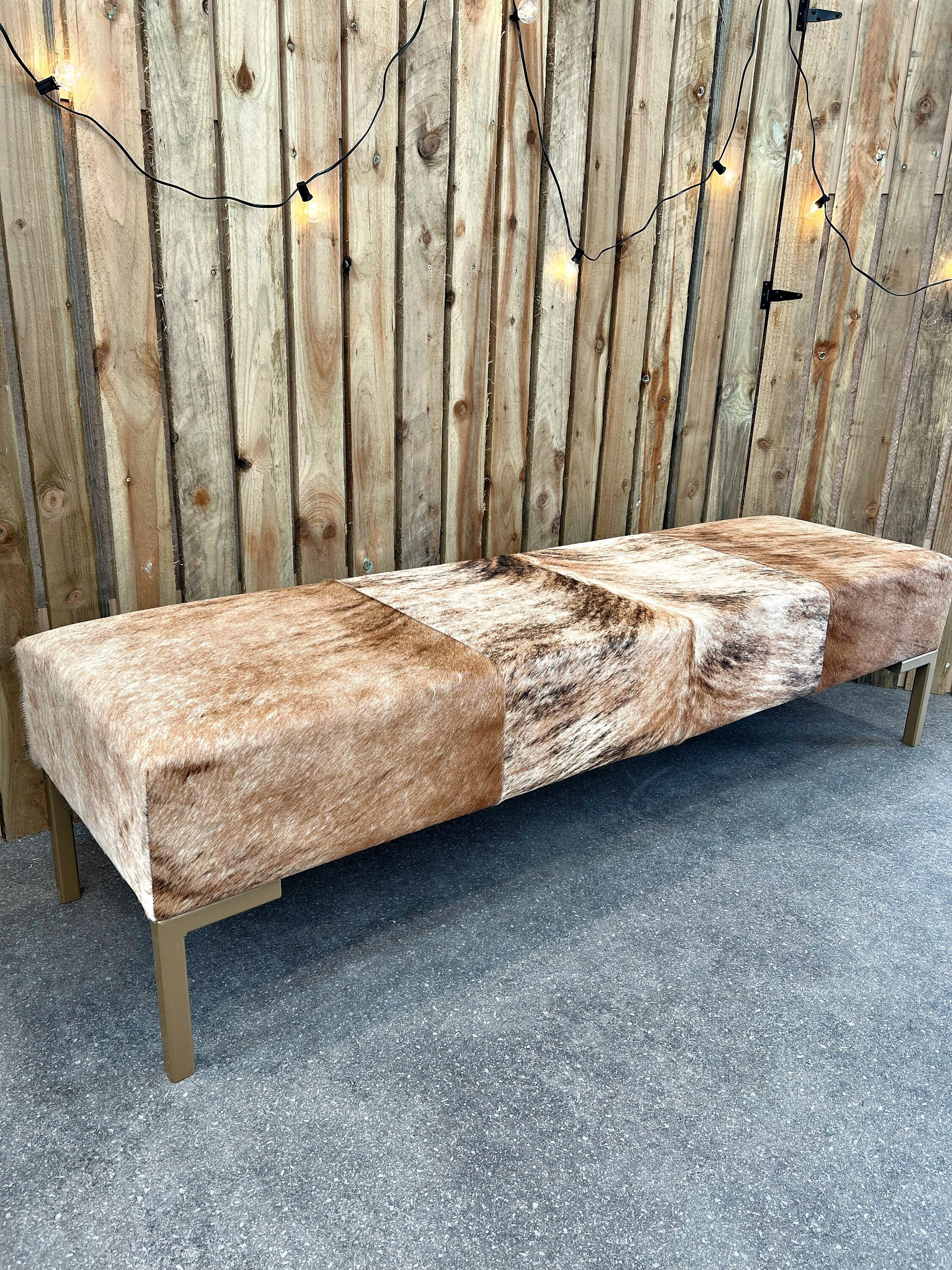 Cowhide ottoman / Cowhide bench 70" Wide - Custom made- Handmade - FREE shipping - LFB70 -