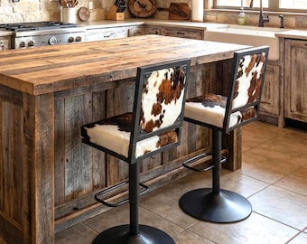 Genuine Cowhide Adjustable Tall-Back Counter & Barstool - Bar chair with back - GLBK