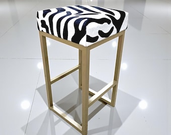 Premium Zebra Cowhide and Steel Stools in Bar or counter seat height - Pre order now! - BS