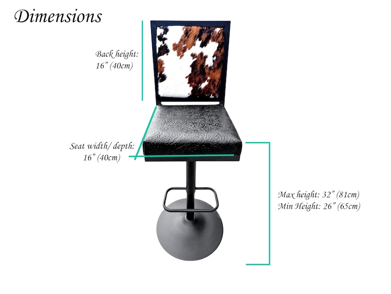 Genuine Cowhide Leather Counter Stool with Backs, Bar Height Kitchen Stool, Barstool Chair - GLBK image 4