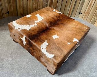 Genuine Cowhide ottoman - Handmade with a hide of your choice - FREE SHIPPING - FO