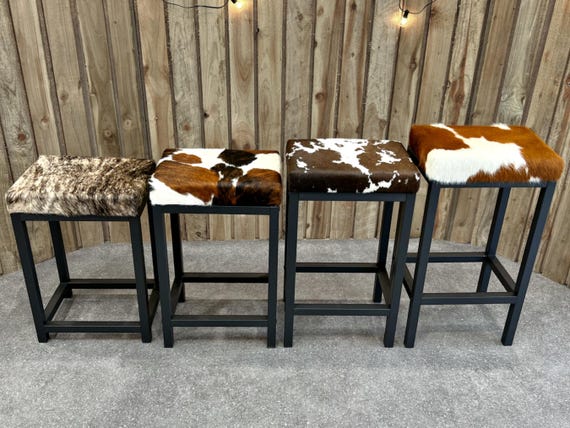 Cow Hide Cow Print Custom Printed Bar Stools Custom Cowhide