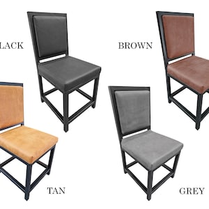 Leather dining chair - Made using genuine leather and Steel -  farmhouse dining chair - Custom made - FPDC