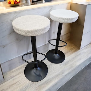 Boucle counter top stool adjustable for kitchen or bars | Teddy bear fabric stools - GL