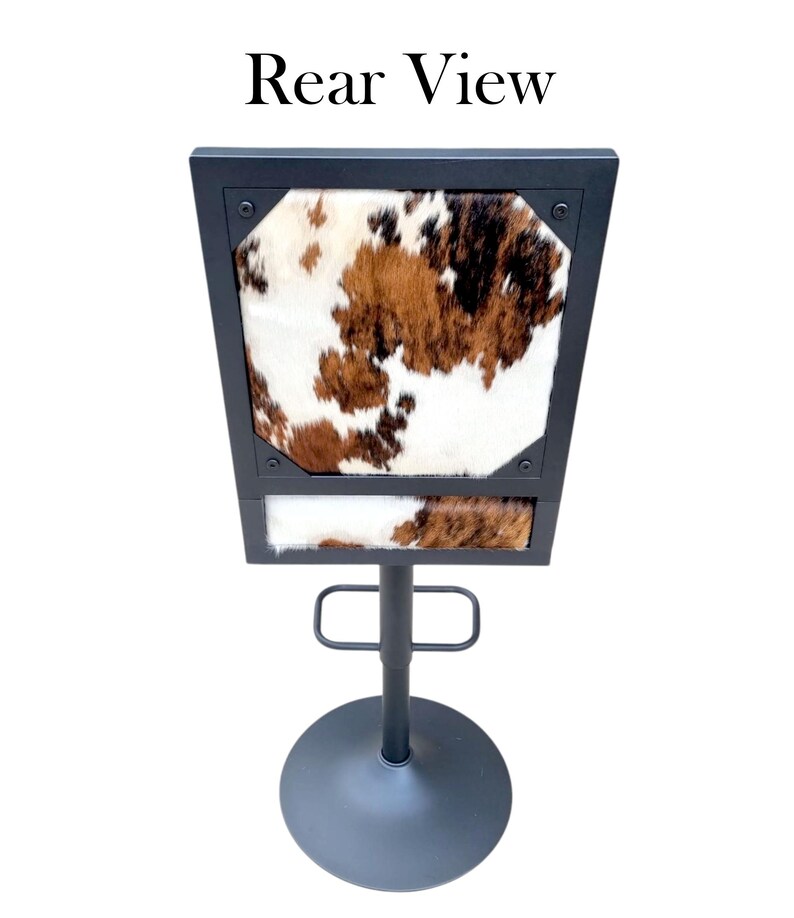 Genuine Cowhide Leather Counter Stool with Backs, Bar Height Kitchen Stool, Barstool Chair - GLBK image 5