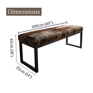 Cowhide and Steel Entry Way Bench, Modern Dining Bench, Entry Bench, Industrial Style Seating - FPB image 8