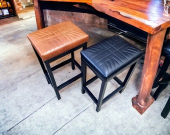UNION JACK leather  bar stool / counter top stool breakfast bar stool - Made in the U.K - Worldwide shipping - FP
