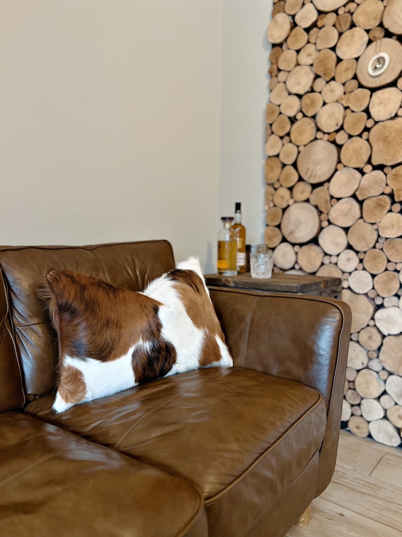 Funda de cojín/almohada de piel de vaca tricolor - ¡Hecha a mano y disponible en varios tamaños! imagen 3