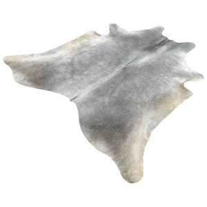 Large Genuine Cowhide Rug, Grey Beige Hide, Hair on Hide Sold as Seen!