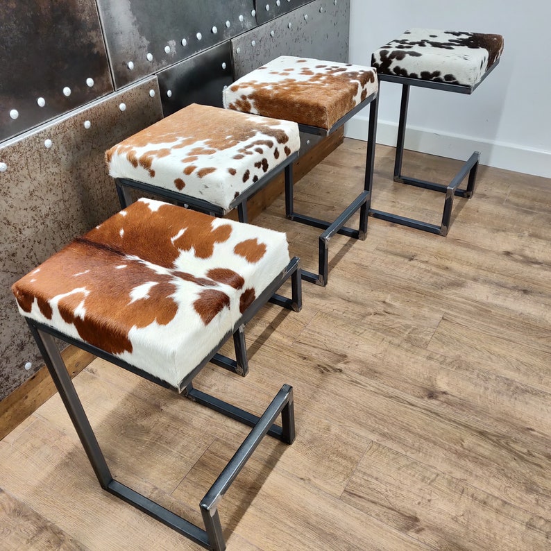 Cowhide bar stool BESPOKE/ CUSTOM-MADE, counter top, breakfast bar, rustic,  farmhouse, industrial 