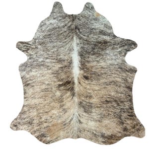 Large sized Beige Brindle Genuine Cowhide Rug, Hair on Hide, Sold as Seen