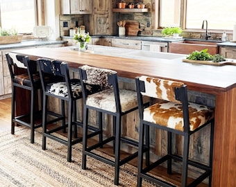 Cowhide bar stool | Cowhide counter stool with backs (priced per stool) - FPBK