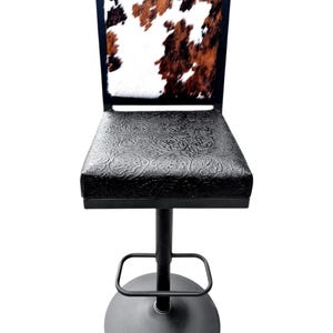 Genuine Cowhide Leather Counter Stool with Backs, Bar Height Kitchen Stool, Barstool Chair - GLBK image 3