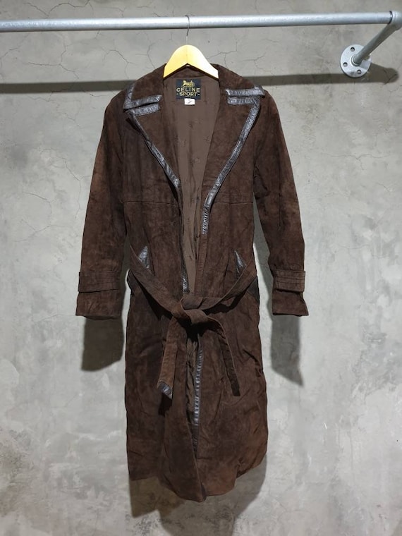 Vintage Celine Genuine Leather Nubuck coat jacket.
