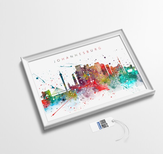 Johannesburg Skyline Print Watercolor Art Print Poster Wall Art Nursery Decor Gift Idea Watercolor Art