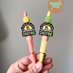 Be Someone&#39;s Sunshine, Motivational Pen, Rainbow Pen, Teachers Gift, Gift For Friend, Beaded Pen, Silicone Beads