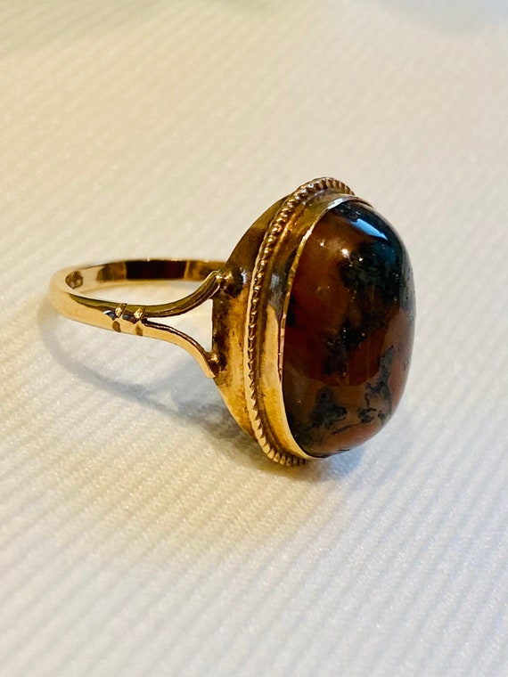 Vintage 9ct gold agate ring SIZE K1/2 dated 1975 - image 5