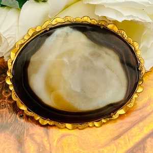Antique Georgian large agate pin back brooch