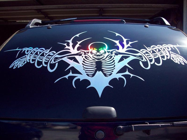 2FT Holographic Wicked Skull Vinyl Car Window Decal Etsy
