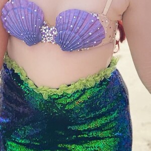 Mermaid Shell Bra and Sequin Flare Skirt Two Piece Set main image 1