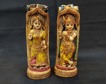 Estatua de Radha Krishna en polvo de mármol, esculturas de dioses hindúes, ídolos de dioses hindúes, polvo de mármol, estatua de resina, pintada a mano, ídolos de dioses