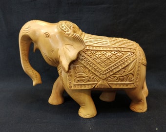 Wooden Carving elephant,Solid wood elephant,Decorative animal statue,kadam wood elephant,Animal showpiece,Indian Handicrafts,Fine arts