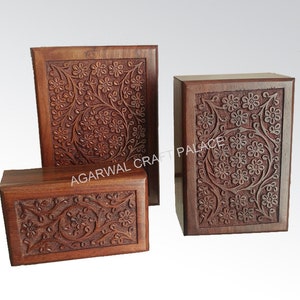Cajas de madera, cajas artesanales, cajas de sheesham, joyero, caja para tallar, caja para baratijas, cajas de almacenamiento, caja para cartas de póker, caja de recuerdos