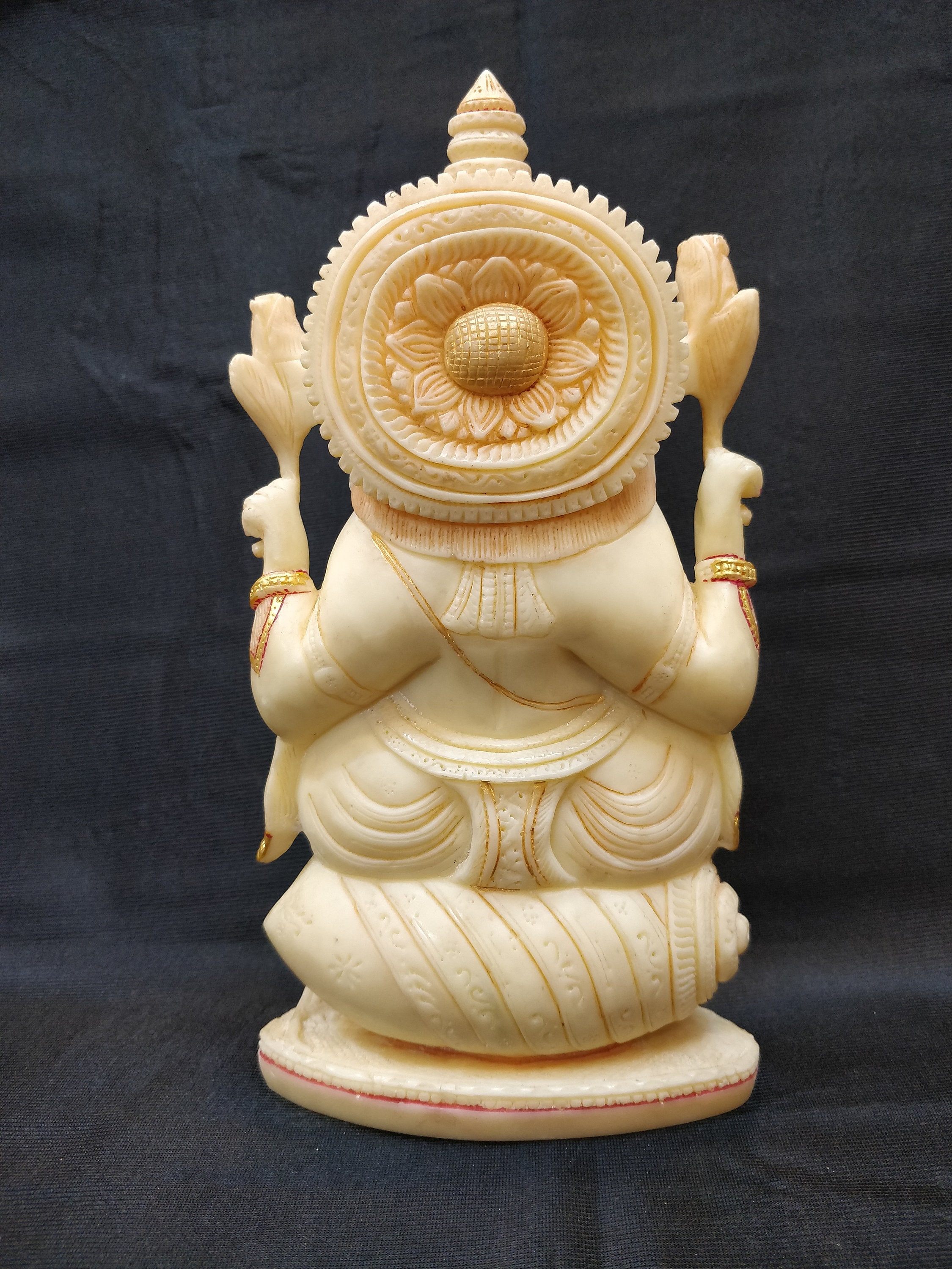 White marble dust ganesh Shankh Ganesh Hindu god Figurine Etsy