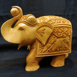wooden elephant sculpture, Wooden animals, Elephant statue, Handcarved wooden elephant, Decorative showpieces, home decor, patio decoration