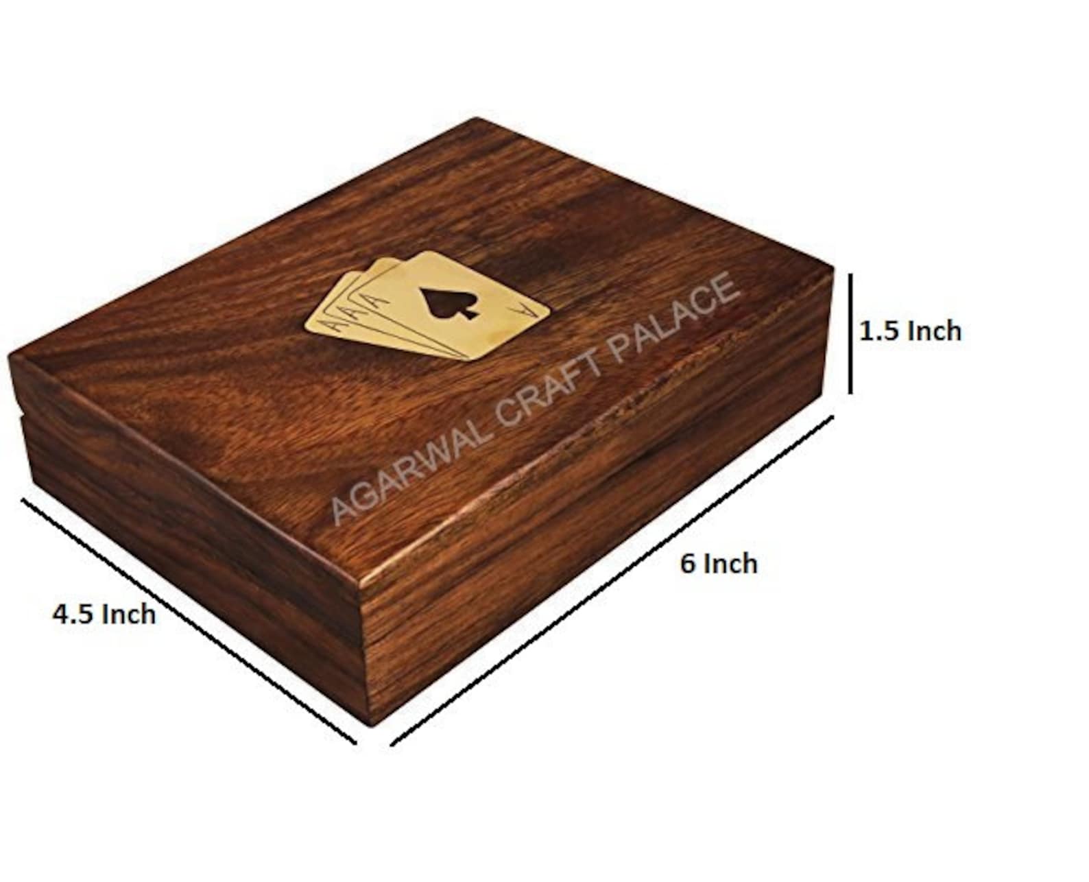 Wood Playing Card Box for two Deck Storage Three Ace sheesham Etsy