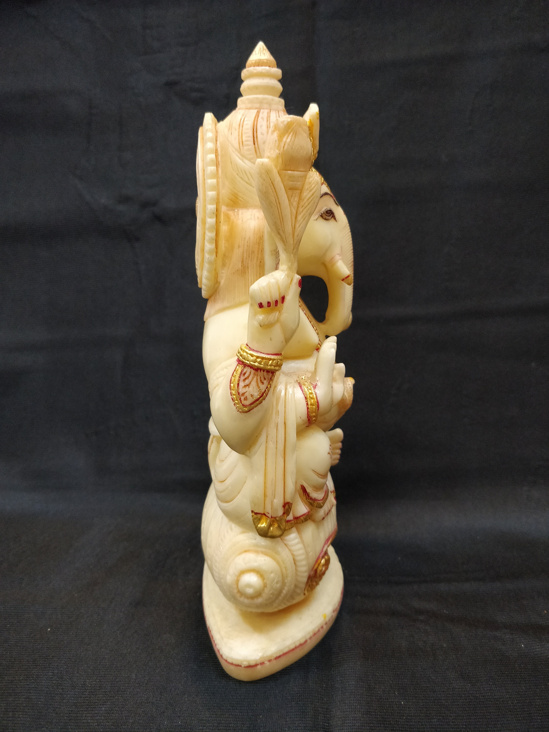 White marble dust ganesh Shankh Ganesh Hindu god Figurine Etsy