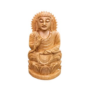 Wooden Gautam Buddha, Blessing Buddha, Meditating Buddha, Buddha Statue, Shakyamuni, Living Room Decor, Yoga Decor, Vastu FengShui Gifting