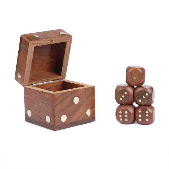Wooden Dice Box Sheesham Wood Box Dice Shaped Box Wooden Etsy