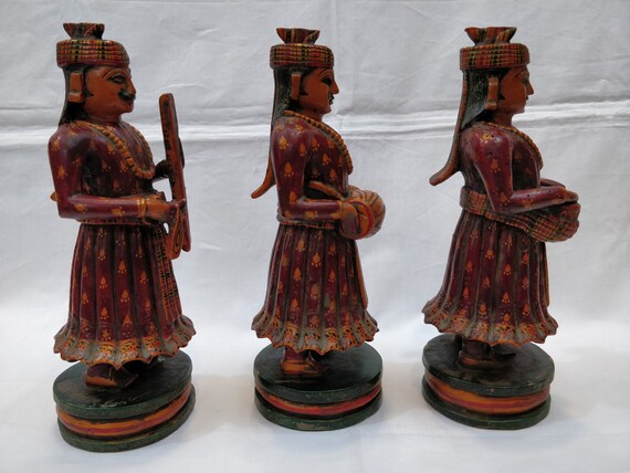 Indian musician in wood-Muscisian Statue-Unique Gift-Antique Collection