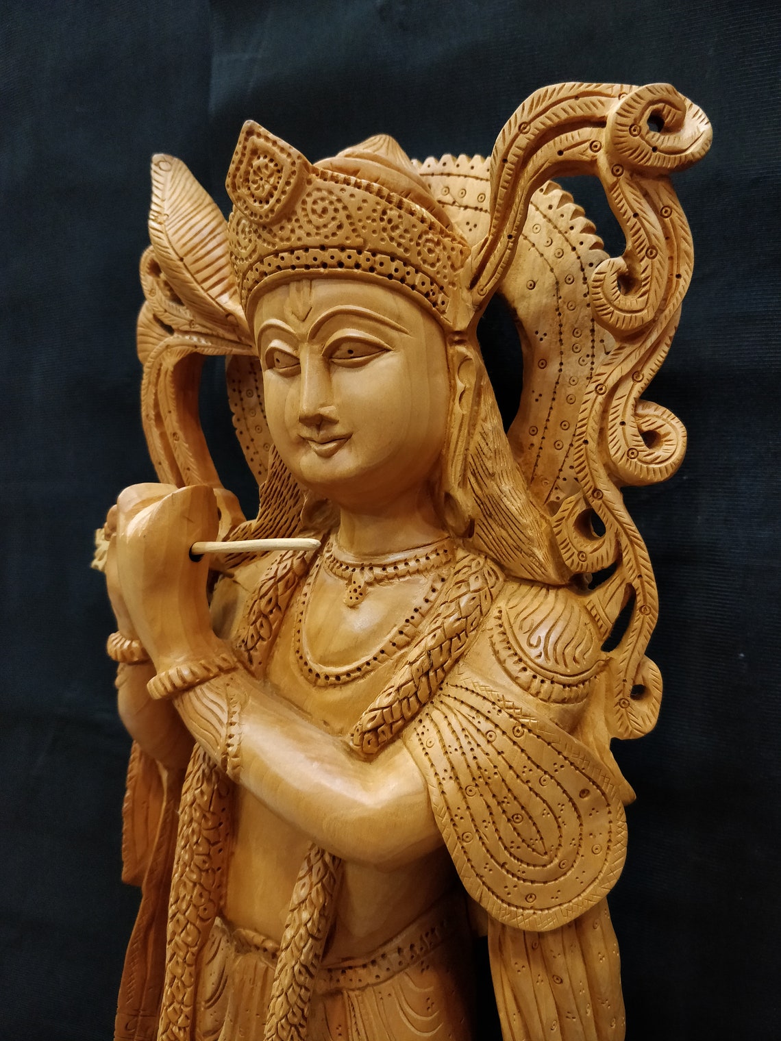 Wooden Krishna Statue, Lord Krishna Statue, Krishna Idol, Lord Gopal