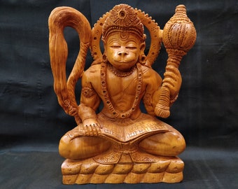 Hanuman statue, Lord Hanuman sculptures, Spiritual gifts, wooden sculpture, Wooden handcarved figurines, Indian Monkey God, Home decoratives